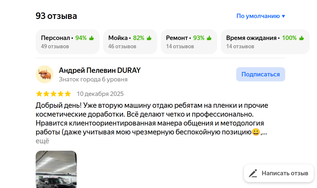 Отзывы на Яндекс.Картах для услуг автомойки