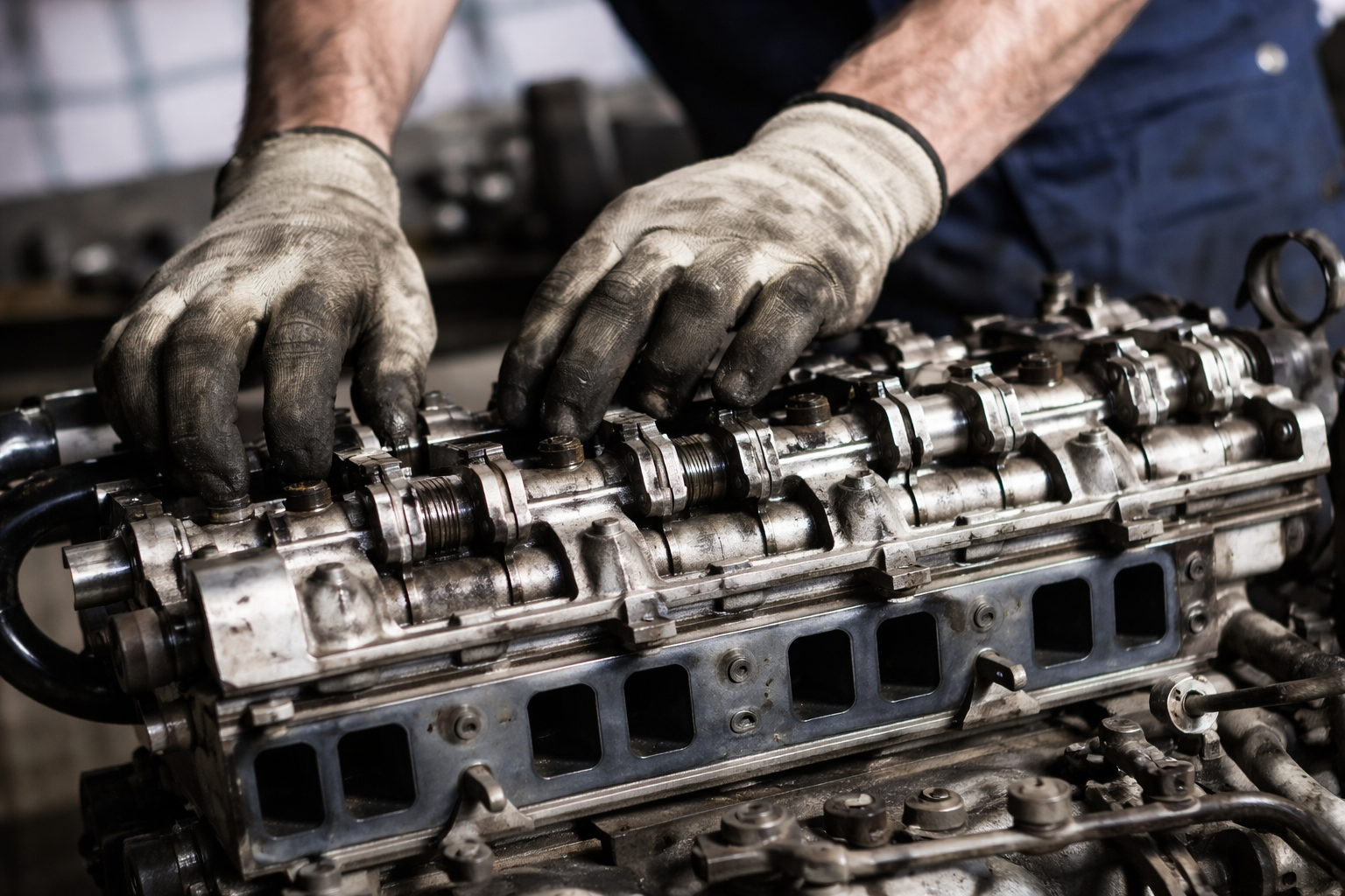 Механик чинит двигатель, что иллюстрирует услугу для SEO-продвижения автосервиса.